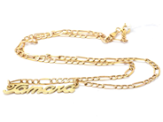 Parti - Collier figaro 14K 4,2g med integrerat hänge namnplatta - View 1