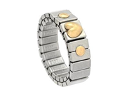 RING, 18K guld/stål, stl 17,25 mm, hjärtan, elastisk, vikt 4,6 g.