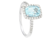 Smycken - RING, 18K vitguld med kuddslipad akvamarin 1,43 ct - View 1