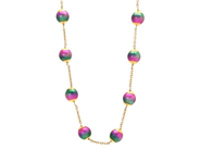 COLLIER, 18K guld, färgade imitationspärlor längd 66 cm, vikt 41,6 g, färgavslag.