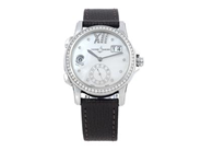 ULYSSE NARDIN, Lady Dual Time, Cal UN-334, Verk nr. 1011796, Serie nr. 0996, Ref nr. 3343-222/391, Boett nr. 3343-222, damur, 37 mm, stål, automatisk, safirglas, stort datum, två tider, liten sekundvisare, pärlemorurtavla med diamanter (32 st. 8/8), briljantkrans (60 st.), glasbaksida, läderband, vi