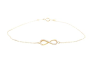ARMBAND, 18K guld, vita stenar, evighetssymbol, längd 17,3 cm, vikt ca 0,9 g.