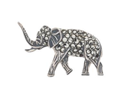 BROSCH, sterlingsilver, markasiter, motiv av elefant, mått ca 2 cm x 3 cm, vikt ca 4,0 g, två stenar saknas.