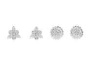 SMYCKESET, 2 par örhängen, sterlingsilver, cubic zirconia, blommor, stift, vikt ca 3 g.