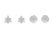 SMYCKESET, 2 par örhängen, sterlingsilver, cubic zirconia, blommor, stift, vikt ca 3 g. på auktion i Stockholm, Stockholms län hos Kaplans Auktioner
