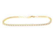 TENNISARMBAND, förgyllt sterlingsilver, cubic zirconia, längd 15 - 18 cm, vikt ca 2,9 g.