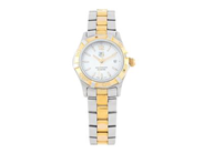 TAG HEUER, Aquaracer (300 Meters), Serie nr. REP1052, Ref nr. WAF1424.BB0825, Boett nr. WAF1424, damur, 27 mm, bicolour, quartz, safirglas, datum, pärlemorurtavla, lyspunkt i dykring saknas, originallänk, viklås, ca 2012.