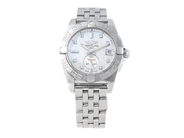 BREITLING, Galactic 36, Chronometre, Cal 37 (ETA 2895-2), Verk nr. 1339323, Serie nr. 1339323, Ref nr. A37330, Boett nr. 2710B4, damur, 36 mm, stål, automatisk, safirglas (repor), datum, pärlemorurtavla med diamanter (8 st. 8/8), Pilotlänk, viklås, Ref nr. W2010/376A, ca 2010, box (skadad).