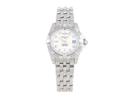 BREITLING, Galactic 32 (100M/330FT), Chronometre, Cal 71, Verk nr. 1298109, Serie nr. 1298109, Ref nr. A71356, Boett nr. 4313 B4, damur, 32 mm, stål, SuperQuartz, safirglas, datum, pärlemorurtavla med diamanter (8 st. 8/8), Pilotlänk, viklås, Ref nr. W4613/367A, cert, april 2014, box, ytterkartong (