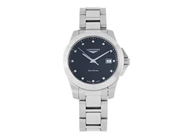 LONGINES, Conquest (30bar/300meter), Serie nr. 43708123, Ref nr. L3.378.4.57.6, Boett nr. L3.378.4, damur, 36 mm, stål, quartz, safirglas, datum, diamanter på urtavlan (12 st. 8/8), originallänk, viklås, Ref nr. L600144459 W, ca 2015.