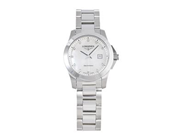 LONGINES, Conquest (30bar/300meter), Serie nr. 38242107, Ref nr. L3.277.4.87.6, damur, 29 mm, stål, quartz, safirglas, datum, pärlemorurtavla med diamanter (11 st. TW-F-G/VS-SI, ca 0,031 ctv) originallänk, viklås, Ref nr. L600131634 W, ca 2012, box (skadad).