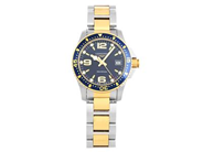 LONGINES, HydroConquest (30bar/300meter), Serie nr. 45479356, Ref nr. L3.340.3.96.7, Boett nr. L3.340.3, damur, 34 mm, bicolour, quartz, safirglas, datum, originallänk, viklås, Ref nr. L600146313, cert, juli 2017, box, ytterkartong (skadad).