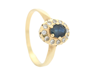 CARMOSÉRING, 18K guld, 1 safir, 12 st briljanter, stl 16,5 mm, vikt ca 2,5 g. på auktion i Stockholm, Stockholms län hos Kaplans Auktioner