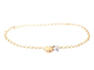 ARMBAND, 9K guld/vitguld, ärtlänk, berlocker, hjärtan, längd ca 18,5 cm, vikt ca 1,3 g.