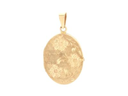 MEDALJONG, 18K guld, blommotiv, mått ink. ögla 2 cm x 3,8 cm, öppningsbar, med plats för 2 foton, vikt ca 7,3 g.
