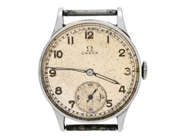 OMEGA, herrur, 30,5 mm, Cal 26,5 T3, Serie nr. 9311269, Boett nr. 10090029, stål, manuell, plexiglas, liten sekundvisare, skadad urtavla/visare, defekt (går ej, akut servicebehov), ca 1944.