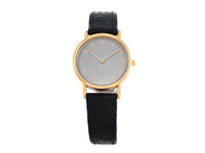 GEORG JENSEN, damur, 27,5 mm, Serie nr. 19744, Boett nr. 350, doublé, quartz, safirglas, läderband, ca 1995, box.