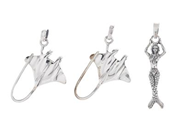 SMYCKESET, 3 st hängen, sterlingsilver, havsmotiv, höjd ca 1,5 cm/3,5 cm, vikt 12,0 g.