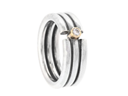 PIA RAUFF, ring, sterlingsilver, briljantslipad diamant ca 0,05 ct, stl 17,5 mm, fattning i 18K guld, vikt ca på auktion i Stockholm, Stockholms län hos Kaplans Auktioner