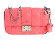 DIOR, VÄSKA, Miss Dior Clutch, rosa Cannage lammskinn, silverfärgade beslag, 19x11x4 cm, märkt 18-MA0113, år 2013, nyckel, cert, slitage på kanter. Good Condition.