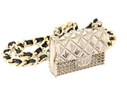 CHANEL, BÄLTE, Micro Belt Chain Bag, svart läder, guldfärgad metall, längd 73-83 cm, väska 6x5x2 cm, märkt P21, C, år 2021. Very Good Condition.