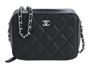 CHANEL, VÄSKA, Camera Bag, svart quiltat kaviarläder, silverfärgade beslag, 14x10x6 cm, hologrammärkt 31676378, år 2021, cert, dustbag. Very Good Condition.