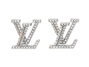 LOUIS VUITTON, ÖRHÄNGEN, LV Iconic Strass Earrings, vita stenar, silverfärgad metall, stift, 1,2x1,2 cm, vikt på auktion i Stockholm, Stockholms län hos Kaplans Auktioner