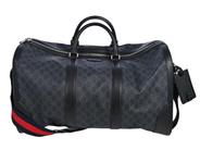 GUCCI, VÄSKA, Large Boston Duffle Bag, GG Supreme canvas, silverfärgade beslag, 50x29x27 cm, web röd/blå avtagbar axelrem, originalkvitto från 2022, clochette, hänglås och nycklar, dustbag. Excellent Condition.