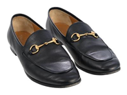 GUCCI, SKOR, Jordan Loafers, svart skinn, guldfärgade beslag, stl 38, dustbag, originalkartong, omsulade. Good Condition.