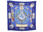 HERMÈS, SCARF, Le Geographe, Sandra Laroche, 100% siden, 90x90 cm, multifärgad, blå, gul, grön. Excellent Condition.