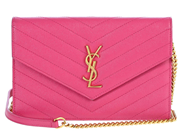 SAINT LAURENT, VÄSKA, Cassandre Envelope Chain Wallet, rosa Grain De Poudre läder, guldfärgade beslag, 19x13x3 på auktion i Stockholm, Stockholms län hos Kaplans Auktioner