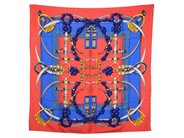 HERMÈS, SCARF, Grand Manege, Henri d'Origny, 100% siden, 90x90 cm, multifärgad, röd, blå, gul. Excellent Condi på auktion i Stockholm, Stockholms län hos Kaplans Auktioner