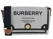 BURBERRY, VÄSKA, Messenger Bag, Horseferry Print grå, svart, brunt skinn, guldfärgade beslag, 25x16x8,5 cm, avtagbar axelrem, originalkvitto från 2023, tag, dustbag, originalkartong. Excellent Condition.