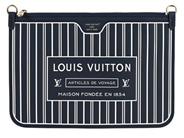 LOUIS VUITTON, CLUTCH, Inside Out Calfskin Neverfull MM Pouch, blått, vitt läder, Monogram Canvas, guldfärgade beslag, 26,5x18 cm. Excellent Condition.