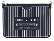 LOUIS VUITTON, CLUTCH, Inside Out Calfskin Neverfull MM Pouch, blått, vitt läder, Monogram Canvas, guldfärgade på auktion i Stockholm, Stockholms län hos Kaplans Auktioner