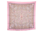 HERMÈS, SCARF, Les Jardins d´Arménie, Karen Petrossian, 100% siden, 90x90 cm, multifärgad, rosa, grön, beige, originalfodral. Excellent Condition.