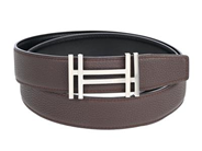 HERMÈS, BÄLTE, H au Carre belt buckle & Reversible läder strap 32 mm, svart Odyssee och brunt Epsom kalvskinn, silverfärgad metall, bredd 3,2 cm, stl 80, märkt Y, år 2020, originalkartong. Very Good Condition.