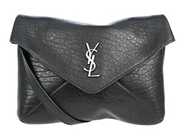 SAINT LAURENT, VÄSKA, Cassandre Envelope Shoulder Bag, svart läder, silverfärgade beslag, 22x16x5 cm, inner pochette, 13,5x8 cm, care booklet, dustbag. Good Condition.