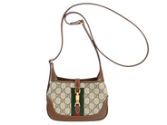 GUCCI, VÄSKA, Mini Jackie, GG Supreme canvas, brunt läder, guldfärgade beslag, 19x13x3,5 cm, justerbar axelrem, care booklet, dustbag. Very Good Condition.
