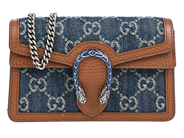 GUCCI, VÄSKA, Dionysus Super Mini, GG Supreme Denim, brunt läder, blå emalj, silverfärgade beslag, 16,5x11x4 c på auktion i Stockholm, Stockholms län hos Kaplans Auktioner