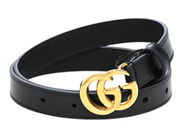 GUCCI, BÄLTE, GG Marmont Belt, svart läder, guldfärgat spänne GG, bredd 2 cm, stl 75, märkt Made in Italy, 409417, dustbag. Excellent Condition.