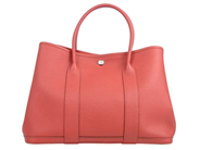 HERMÈS, VÄSKA, Garden Party, orange röd Togo läder, silverfärgade beslag, 36x25x17 cm, märkt T, år 2015, originalkvitto från 2016, care booklet, dustbag. Excellent Condition.