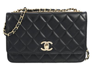 CHANEL, VÄSKA, Trendy CC Wallet On Chain, svart quiltat läder, guldfärgade beslag, 19x12x2 cm, chipmärkt LHPC607K, originalkvitto från 2021, dustbag. Very Good Condition.
