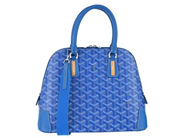 GOYARD, VÄSKA, Vendome PM, Goyardine Canvas, blå, vit, Chevroches kalvskinn, 20x14x9 cm, avtagbar axelrem. Very Good Condition.