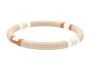 HERMÈS, ARMRING, H Equipe Bangle, lacquered wood, beige, brunt, vit, diameter 6,8 cm, stl M, originalask. Excellent Condition.