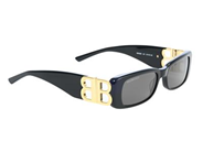 BALENCIAGA, SOLGLASÖGON, BB0096S, 001, 51 18-130, svarta bågar, guldfärgade beslag, svart glas, putsduk, originaletui. Excellent Condition.