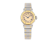 CARTIER, Santos Ronde, Cal 87, Ref nr. W2001683, Boett nr. 187903/21919, damur, 24 mm, stål/guld, quartz, safirglas, datum, safir på kronan saknas, originallänk, viklås, Ref nr. 02/92, cert, maj 1992, tygpåse.