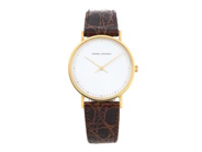 GEORG JENSEN, designad av Henning Koppel, Serie nr. 1566, Boett nr. 1321, unisex, 32,5 mm,  18K guld, quartz, safirglas, läderband, originalspänne i 18K guld, ca 2000.
