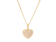 HÄNGE/KEDJA, hjärta, 18K guld, briljantslipade diamanter ca 3,00 ctv, ca TW-TCa/SI-P, höjd 28 mm, 3-radig ankarlänk, längd 47 cm, vikt 11,4 g, några diamanter har nagg.