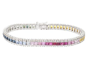 ARMBAND, 18K vitguld, 58 behandlade flerfärgade safirer ca 11,00 ctv, 232 briljantslipade diamanter ca 2,30 ctv, ca TW-Light Yellow/SI-P, Frankrike, längd 20 cm, vikt 25,9 g, enstaka safirer har nagg.